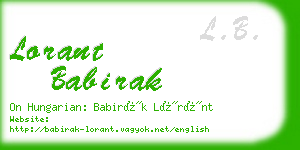 lorant babirak business card